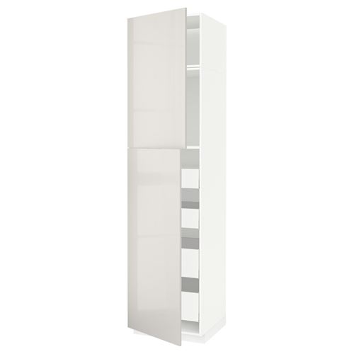METOD/MAXIMERA mutfak boy dolabı, RINGHULT açık gri, 60x60x240 cm, 2 kapaklı ve 4 çekmeceli
