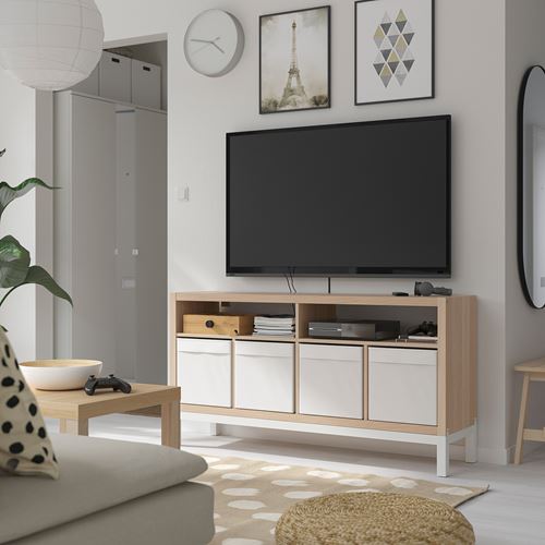 KALLAX tv sehpası, ağartılmış meşe görünümlü, 147x39x78 cm
