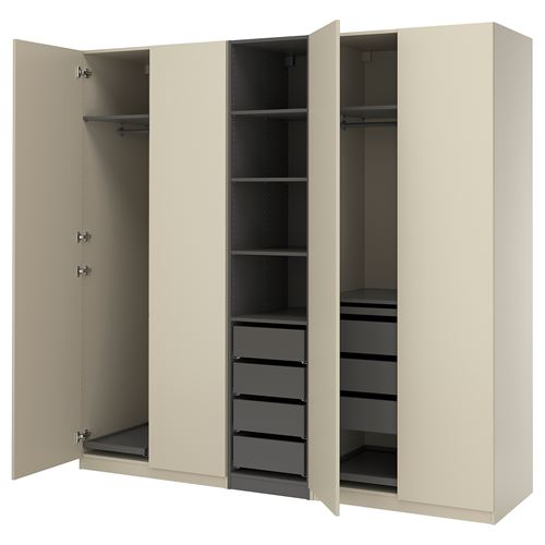 PAX/FORSAND PAX gardırop, koyu gri-bej, 250x60x236 cm