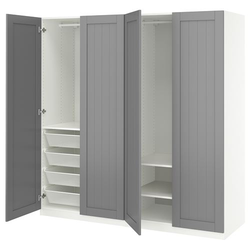 PAX/GULLABERG PAX gardırop, beyaz-gri, 200x60x201 cm