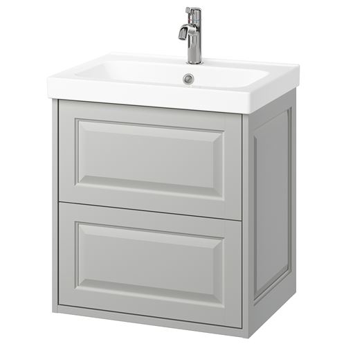 TÄNNFORSEN/ORRSJÖN lavabo dolabı kombinasyonu, açık gri, 62x49x69 cm, VOXNAN batarya