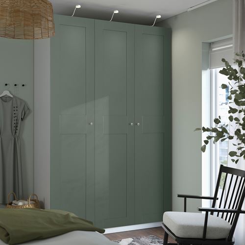 PAX/GRIMO PAX gardırop, beyaz-gri-yeşil, 150x60x236 cm