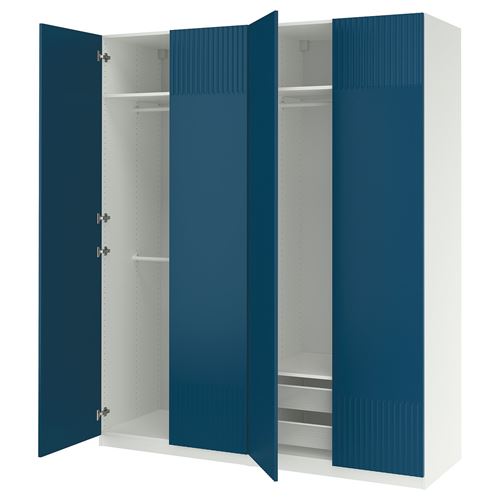 PAX/FYRUDDEN PAX gardırop, beyaz-mavi, 200x60x236 cm