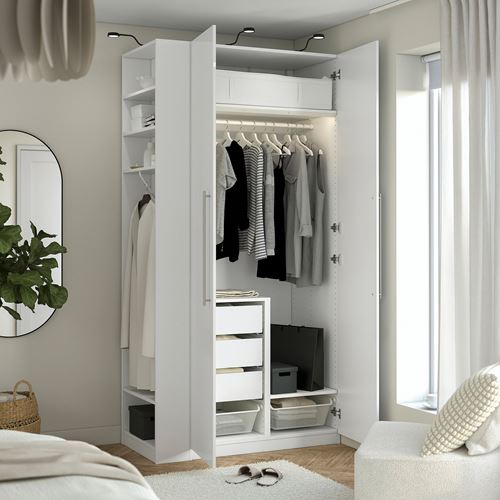 PAX/FARDAL PAX gardırop, beyaz-parlak cila, 120x60x201 cm