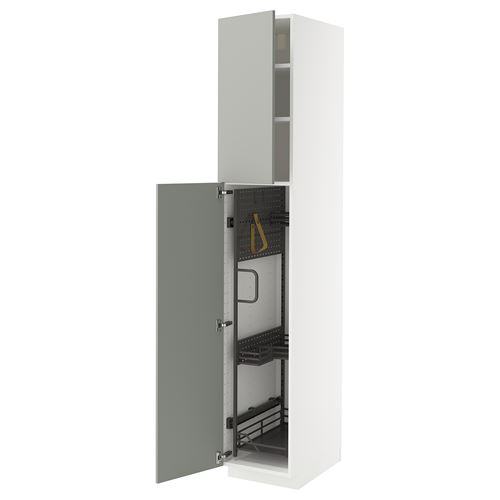 METOD temizlik dolabı, HAVSTORP açık gri-koyu gri, 40x60x220 cm, 2 kapaklı ve 2 raflı