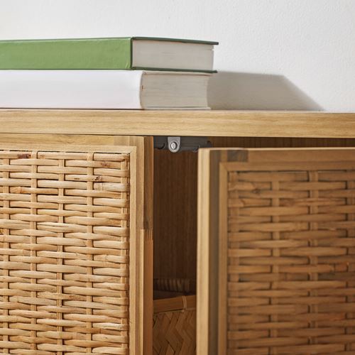 FRYKSÅS kapaklı dolap, rattan, 81x124 cm