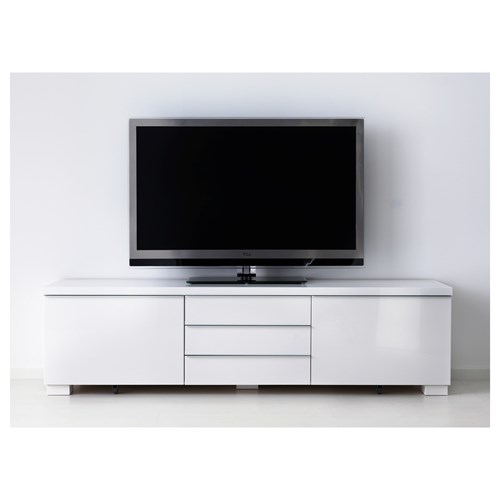 BESTÅ BURS tv sehpası, parlak beyaz, 180x41x49 cm