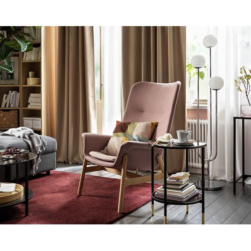 VEDBO berjer, gunnared açık kahverengi-pembe, yüksek arkalıklı