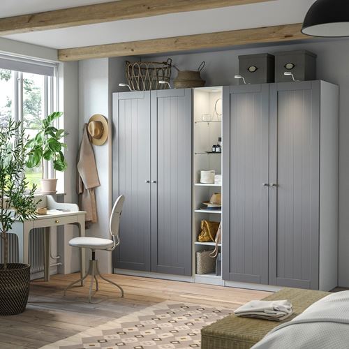 PAX/GULLABERG PAX gardırop, beyaz-gri, 235x60x201 cm