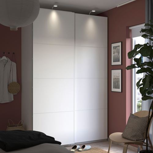 PAX/MEHAMN PAX sürgü kapaklı gardırop, beyaz, 150x66x236 cm