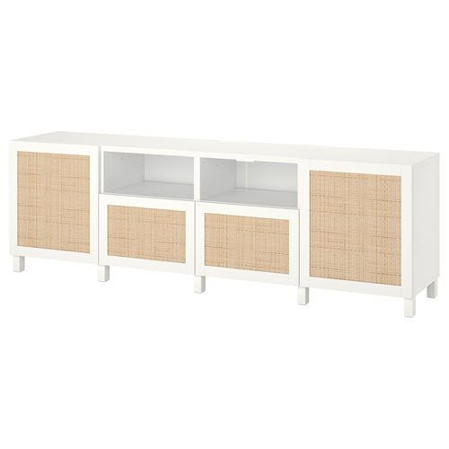 BESTÅ tv sehpası, beyaz-kahverengi, 240x42x74 cm, STUDSVIKEN, STUBBARP