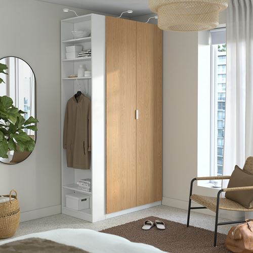 PAX/STORKLINTA PAX gardırop, beyaz-meşe görünümlü, 120x60x236 cm