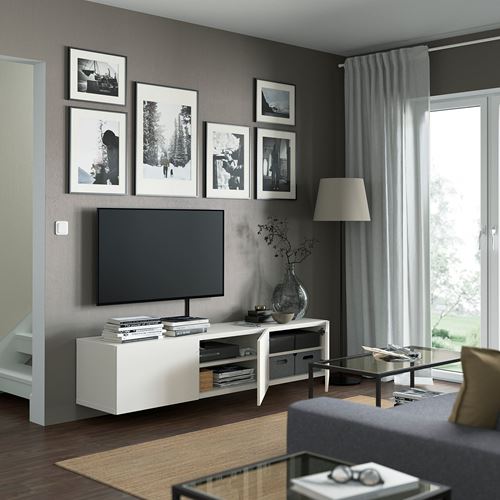 BESTÅ tv sehpası, beyaz, 180x42x38 cm, LAPPVIKEN