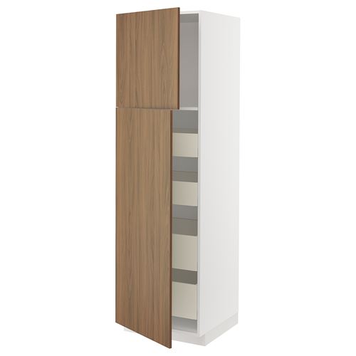 METOD/MAXIMERA mutfak boy dolabı, TISTORP kahverengi ceviz görünümlü, 60x60x200 cm, 2 kapaklı ve 4 çekmeceli