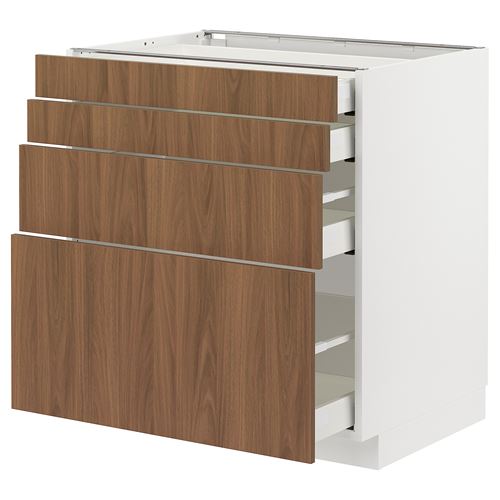 METOD/MAXIMERA çekmeceli alt dolap, TISTORP kahverengi ceviz görünümlü, 80x60 cm, 4 çekmeceli ve 4 ön panelli
