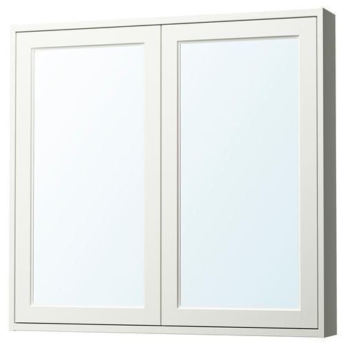 TÄNNFORSEN banyo duvar dolabı, beyaz, 100x15x95 cm, 2 ayna kapaklı