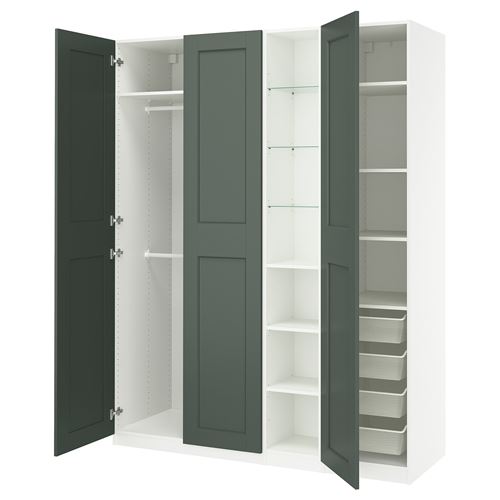PAX/GRIMO PAX gardırop, beyaz-gri-yeşil, 185x60x236 cm