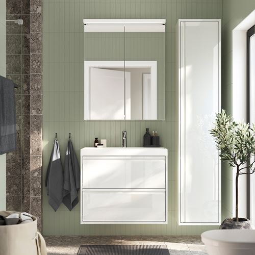 LETTAN banyo duvar dolabı, renksiz, 80x15x95 cm, 2 ayna kapaklı