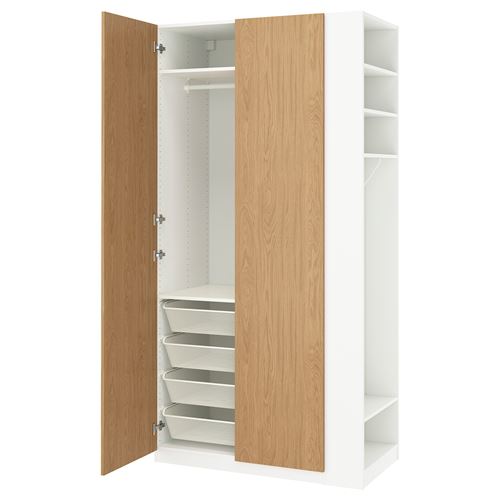 PAX/STORKLINTA PAX gardırop, beyaz-meşe görünümlü, 120x60x236 cm