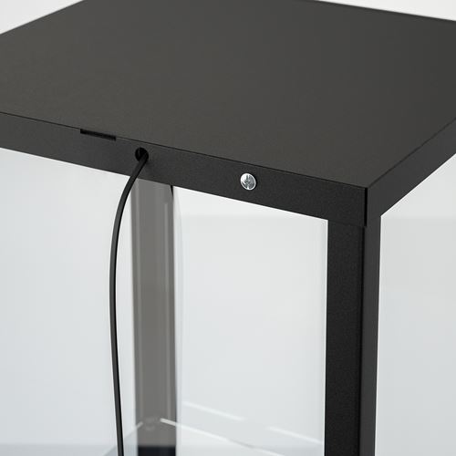 BLÅLIDEN cam vitrin, siyah, 35x32x151 cm