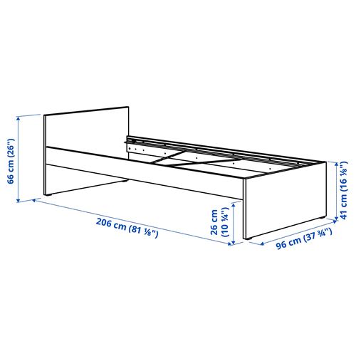 VIHALS/LURÖY tek kişilik karyola, beyaz, 90x200 cm, çekmecesiz ve alt karyolasız