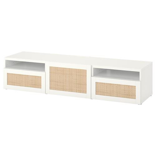 BESTÅ tv sehpası, beyaz, 180x42x39 cm, STUDSVIKEN, çıt çıt raylı