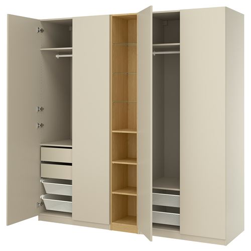 PAX/FORSAND PAX gardırop, gri-bej-meşe görünümlü, 235x60x236 cm