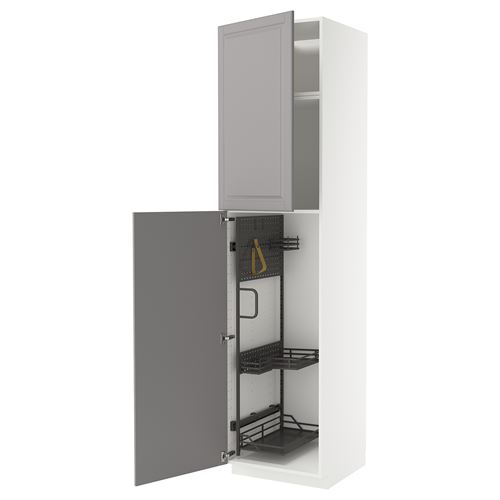 METOD temizlik dolabı, BODBYN gri-koyu gri, 60x60x240 cm, 2 kapaklı ve 1 üst dolaplı