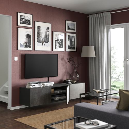 BESTÅ tv sehpası, koyu gri, 180x42x38 cm, KALLVIKEN