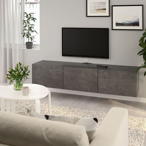 BESTÅ tv sehpası, venge-taş görünümlü, 180x42x38 cm, KALLVIKEN