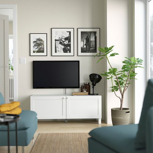 BESTÅ tv sehpası, beyaz, 120x42x48 cm, HANVIKEN