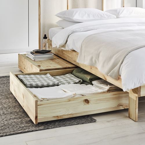GLAMBERGET çift kişilik karyola, çam, 80-160x200 cm