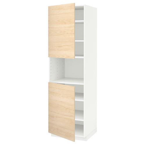 METOD mikrodalga fırın boy dolabı, ASKERSUND açık dişbudak görünümlü, 60x60x200 cm, 2 kapaklı ve 6 raflı