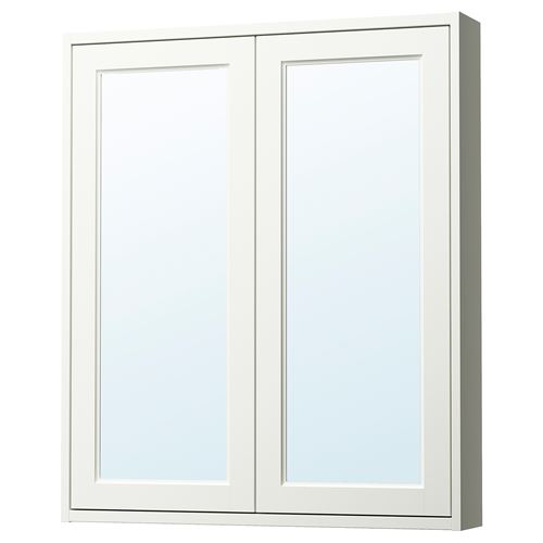 TÄNNFORSEN banyo duvar dolabı, beyaz, 80x15x95 cm, 2 ayna kapaklı