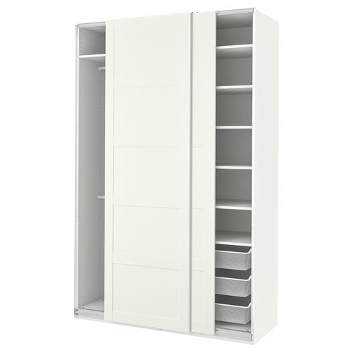 PAX/BERGSBO PAX sürgü kapaklı gardırop, beyaz, 150x66x236 cm