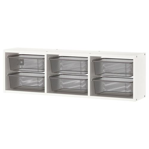 TROFAST çocuk duvar rafı, beyaz-gri, 99x21x30 cm