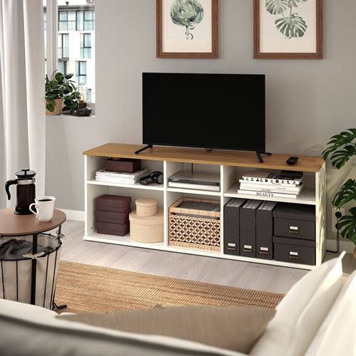 SKRUVBY tv sehpası, beyaz, 156x38x60 cm