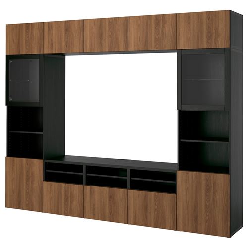 BESTÅ tv ünitesi, venge-ceviz görünüm, 300x42x231 cm, LAPPVIKEN, çıt çıt raylı