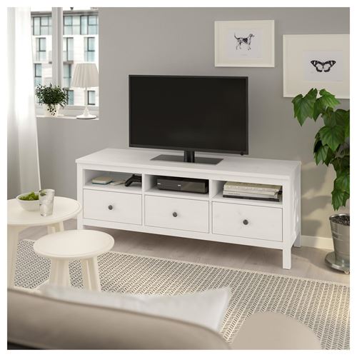 HEMNES tv sehpası, beyaz vernik, 148x47x57 cm