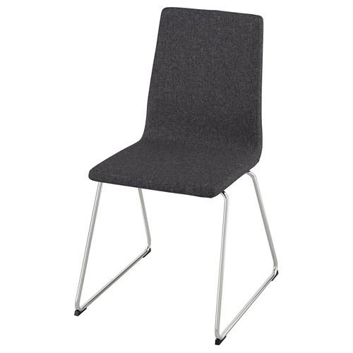LILLÅNÄS döşemeli sandalye, krom kaplama-Gunnared koyu gri