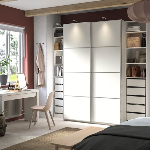 PAX/MEHAMN PAX sürgü kapaklı gardırop, beyaz, 250x66x236 cm