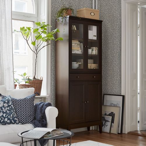 IDANÄS vitrin, koyu kahve, 81x39x211 cm