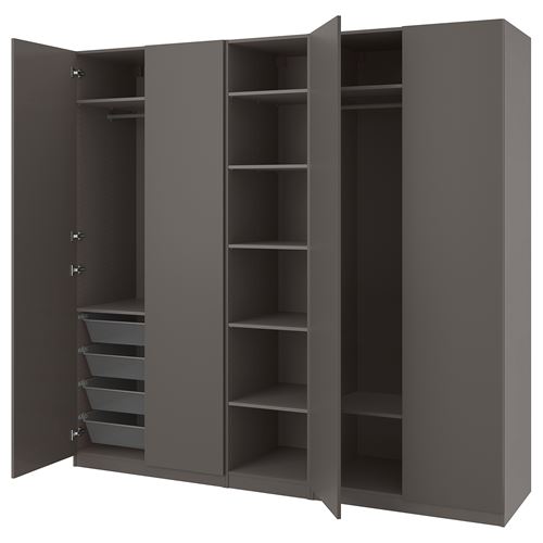 PAX/FORSAND PAX gardırop, koyu gri, 250x60x236 cm