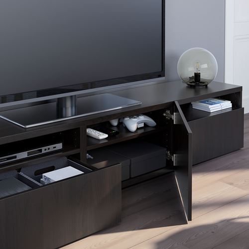BESTÅ tv sehpası, venge, 180x42x39 cm, LAPPVIKEN, fren raylı