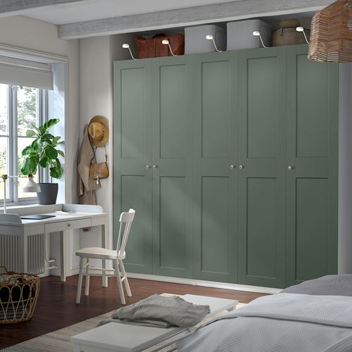 PAX/GRIMO PAX gardırop, beyaz-gri-yeşil, 250x60x236 cm