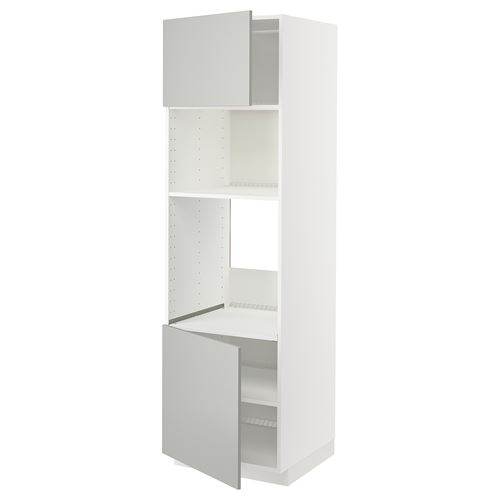 METOD fırın-mikrodalga fırın boy dolabı, HAVSTORP açık gri-koyu gri, 60x60x200 cm, 2 kapaklı