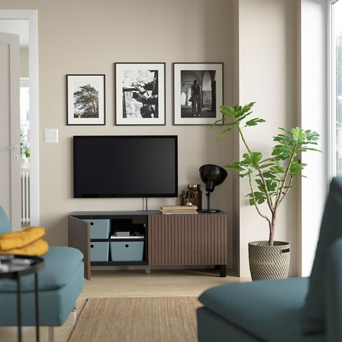 BESTÅ tv sehpası, venge-kahverengi meşe kaplama, 120x42x48 cm, BJORKOVIKEN