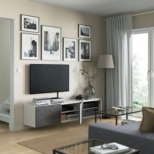 BESTÅ tv sehpası, beyaz-koyu gri, 180x42x38 cm, KALLVIKEN