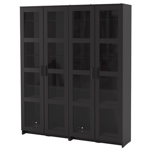 BRIMNES vitrin, siyah, 160x35x190 cm