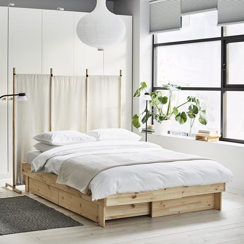 GLAMBERGET çift kişilik karyola, çam, 80-160x200 cm
